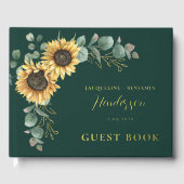 Bloemen Zonnebloem Eucalyptus Huwelijk Gold Folie Gastenboek (Voorkant)
