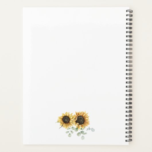 Bloemen Zonnebloem groen Botanische bruiloft Planner (Achterkant)