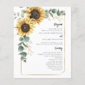 Bloemen Zonnebloem groen bruiloft programma (Voorkant)