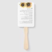 Bloemen Zonnebloem groen bruiloft programma Handwaaier (Achterkant)
