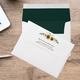 Bloemen Zonnebloem Groen Custom Wedding Envelop