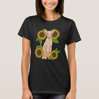 Bloemen Zonnebloem Sphynx Kat Liefhebber T-shirt