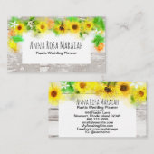 Bloemen Zonnebloemen Citroen Rustiek  Oud Hout Visitekaartje (Voorkant / Achterkant)