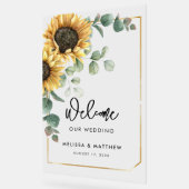 Bloemen Zonnebloemen Eucalyptus Bruiloft Welkom Acryl Bord (Hoek)