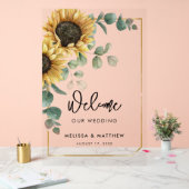 Bloemen Zonnebloemen Eucalyptus Bruiloft Welkom Acryl Bord (Huwelijk)