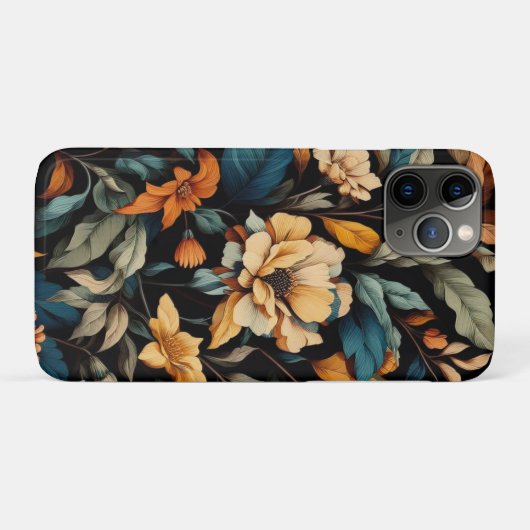 Bloemen zwart elegant Case-Mate iPhone case (Achterkant (horizontaal))