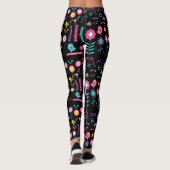 Bloemen - Zwart - Emo - Leggings (Achterkant)