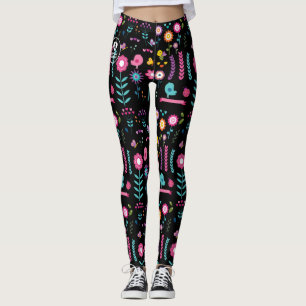 Bloemen - Zwart - Emo - Leggings