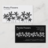  bloemen - zwart en wit (afwisselend) visitekaartje (Voorkant / Achterkant)