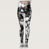 Bloemen - zwart en wit leggings (Voorkant)