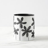  bloemen - zwart en wit mok (Midden)