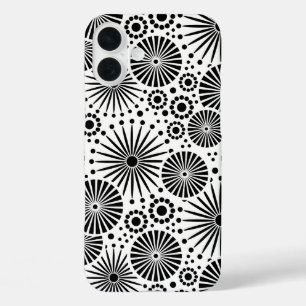 bloemen Zwart en Wit vector bloempatroon iPhone 16 Plus Hoesje