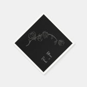 Bloemen Zwart Script Namen bruiloft servetten (Hoek)