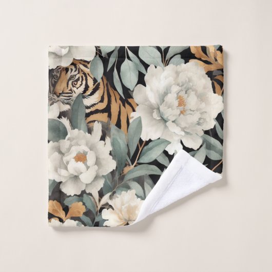 Bloemen zwart sierlijke tijger bad handdoek (Wasdoekje)