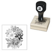  bloemen zwart, wit afdrukken 	rubberstempel (Gestempeld)