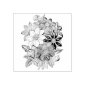  bloemen zwart, wit afdrukken 	rubberstempel (Afrduk)