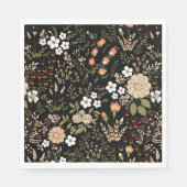 Bloemen Zwart-wit Bloemen Botanische bruiloft Servet (Voorkant)