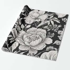  Bloemen Zwart-wit Classic Cadeaupapier