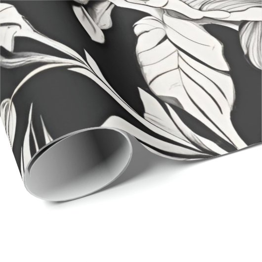 Bloemen Zwart-wit Classic Cadeaupapier (Rol Hoek)