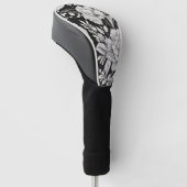 Bloemen Zwart-wit Classic Golfheadcover (Schuin)