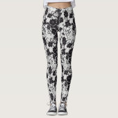 Bloemen zwart-wit leggings (Voorkant)