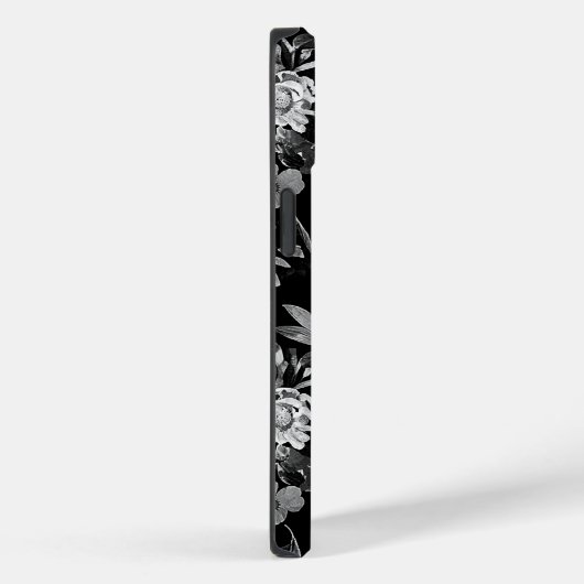 Bloemen Zwart-wit Waterverf Gepersonaliseerd Case-Mate iPhone Case (Achterkant / Rechts)