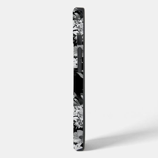 Bloemen Zwart-wit Waterverf Gepersonaliseerd Case-Mate iPhone Case (Achterkant / Links)