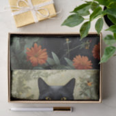 Bloemen Zwarte Kat Tissuepapier (Geschenk)