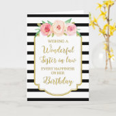  Bloemen Zwarte Streep Zus in de wet Verjaardag Kaart (Gele Bloem)