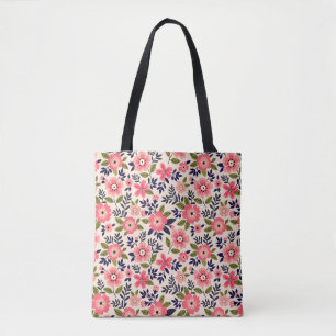  bloemenachtergrond, ditsy roze bloemetjes. draagtas