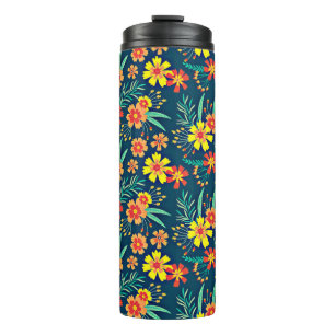Bloemenachtergrond mooi ontwerp thermosbeker