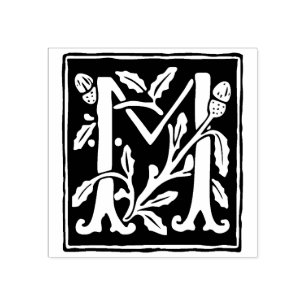 Bloemenalfabet letter M  typografie Rubberstempel