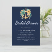 Bloemenanker Navy Summer Bruids Douche Uitnodiging (Staand voorkant)