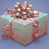 bloemenaqua blauw toile de jouy cadeaupapier