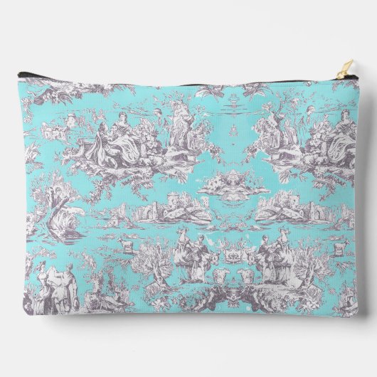  bloemenaqua blue toile de jouy monogram etui (Achterkant)