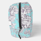  bloemenaqua blue toile de jouy monogram toilettasje (Rechts)