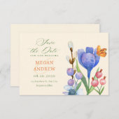 Bloemenaquarel Save The Date (Voorkant / Achterkant)