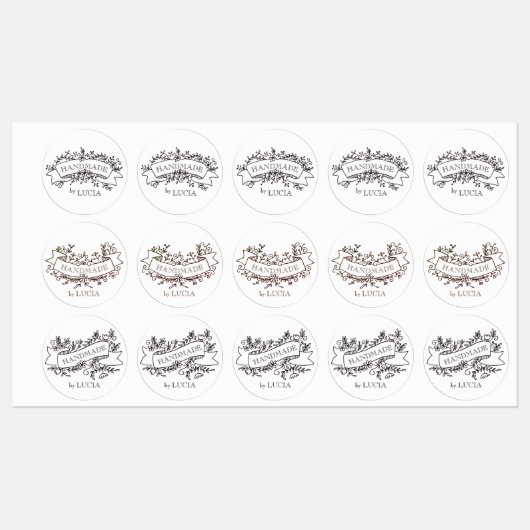 Bloemenbanner Elegant Script Handgemaakt Labels (Vel)