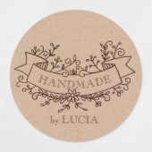 Bloemenbanner Elegant Script Handgemaakte Labels (Design 2)