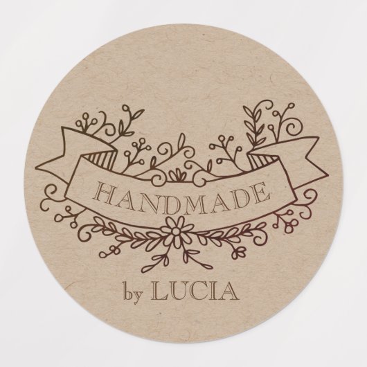 Bloemenbanner Elegant Script Handgemaakte Labels (Design 2)