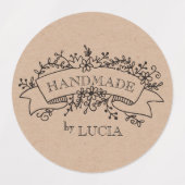 Bloemenbanner Elegant Script Handgemaakte Labels (Design 1)