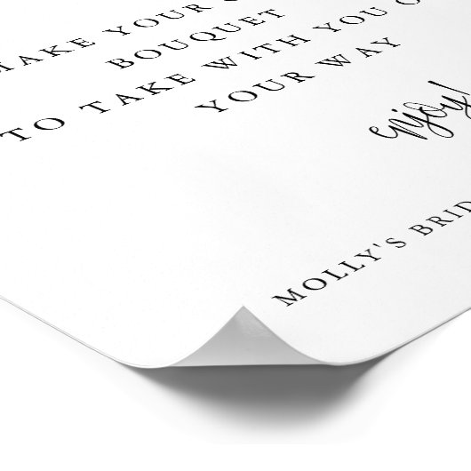 Bloemenbar, Minimalistische Calligrafie Script Bew Poster (Hoek)