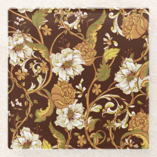 bloemenbarok: magnolia's, rozen. glazen onderzetter