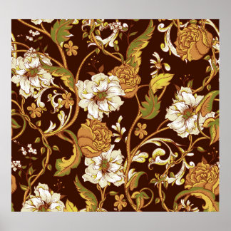 bloemenbarok: magnolia's, rozen. poster