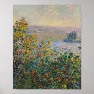 Bloemenbedden op Vetheuil schilderij van Claude Mo Poster