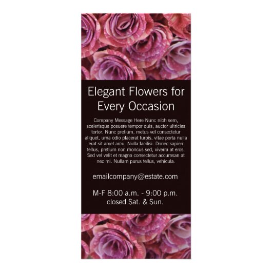 Bloemenbedrijf Bloemist Pink Roses Rack Kaart (Achterkant)