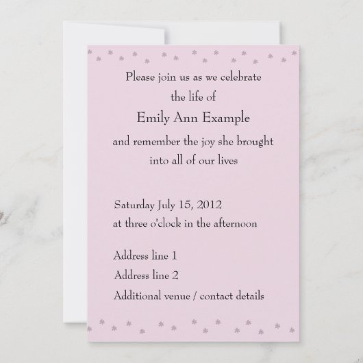  bloemenbegrafenis / wake / gedenkteken kaart (Achterkant)