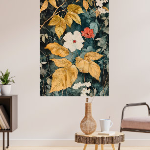 Bloemenbehang, botanische stijl bloempatroon poster