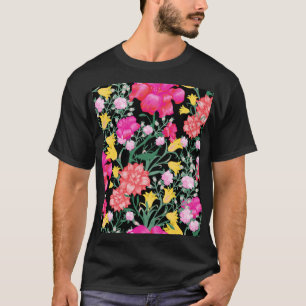 Bloemenbehang Grote Bloemen Patroon T-shirt