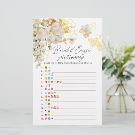 Bloemenbijen vrijgezellenfeest emoji pictionary sp (Staand voorkant)